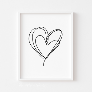 Doodle heart - Affiche décorative