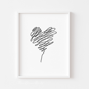 Scribble heart - Affiche décorative
