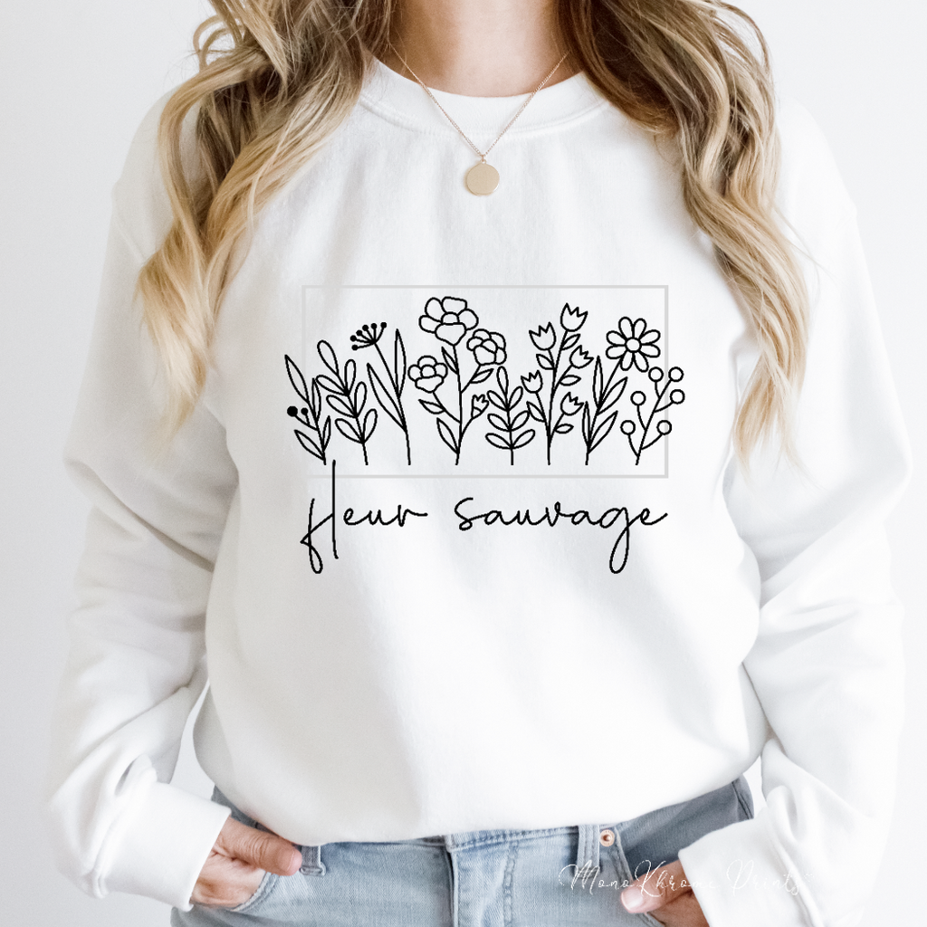 Fleur sauvage - Sweatshirt à col rond unisexe